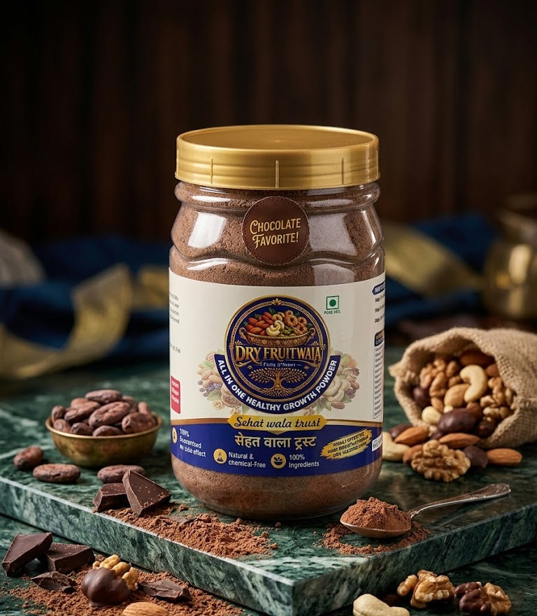 Dry Fruit Wala® All-in-One Healthy Growth Powder Chocolate Flavour | Premium Dry Fruit & Ayurvedic Blend for Natural Strength & Energy